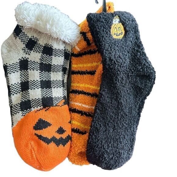 NWT Women’s Halloween Socks - Pumpkins Orange Black - One Size - Picture 1 of 11